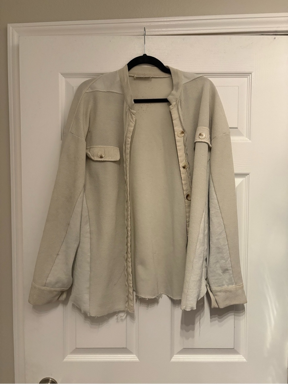 Women's Cream Utility Button-Front Jacket